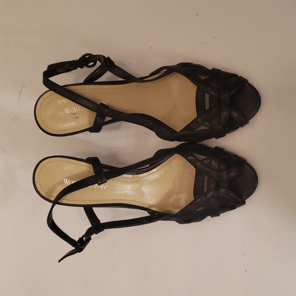 Worthington Black, open toe Leather,  Size 8M